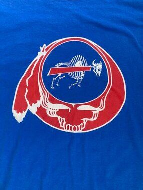 Grateful Dead Buffalo Bills Stealie T Shirt Blue XL XXL Skeleton Buffalo